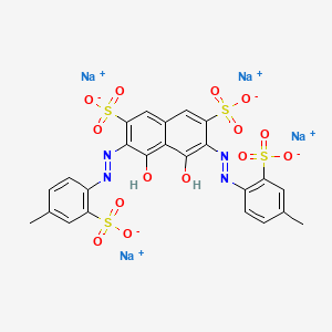 molecular formula C24H16N4Na4O14S4 B12699448 Tetrasodium 4,5-dihydroxy-3,6-bis((4-methyl-2-sulphonatophenyl)azo)naphthalene-2,7-disulphonate CAS No. 65271-28-5