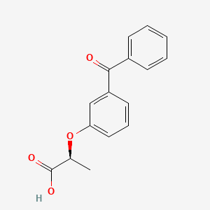 molecular formula C16H14O4 B12699452 Propanoic acid, 2-(3-benzoylphenoxy)-, (2S)- CAS No. 117852-26-3