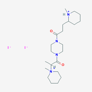 molecular formula C22H42I2N4O2 B12699453 Piperidinium, 1-methyl-1-(1-methyl-2-(4-(3-(1-methylpiperidinio)-1-oxopropyl)-1-piperazinyl)-2-oxoethyl)-, diiodide CAS No. 88514-26-5