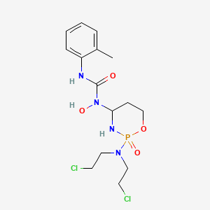 molecular formula C15H23Cl2N4O4P B12699508 Urea, N-(2-(bis(2-chloroethyl)amino)tetrahydro-2H-1,3,2-oxazaphosphorin-4-yl)-N-hydroxy-N'-(2-methylphenyl)-, P-oxide CAS No. 97139-35-0