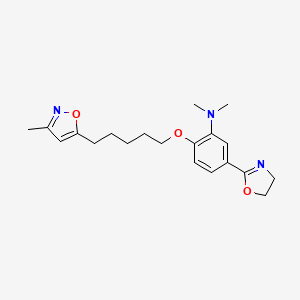 molecular formula C20H27N3O3 B12699512 Benzenamine, 5-(4,5-dihydro-2-oxazolyl)-N,N-dimethyl-2-((5-(3-methyl-5-isoxazolyl)pentyl)oxy)- CAS No. 105639-18-7