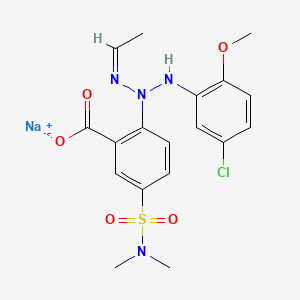 molecular formula C18H20ClN4NaO5S B12699613 Sodium 2-(3-(5-chloro-2-methoxyphenyl)-1-ethyltriazen-2-yl)-5-((dimethylamino)sulphonyl)benzoate CAS No. 85030-44-0