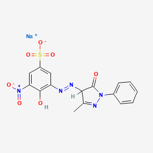 molecular formula C16H12N5NaO7S B12699765 Sodium 3-((4,5-dihydro-3-methyl-5-oxo-1-phenyl-1H-pyrazol-4-yl)azo)-4-hydroxy-5-nitrobenzenesulphonate CAS No. 84583-93-7