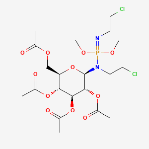 molecular formula C20H33Cl2N2O11P B12699772 Phosphoramidimidic acid, N,N-bis(2-chloroethyl)-N'-(2,3,4,6-tetra-O-acetyl-beta-D-glucopyranosyl)-, dimethyl ester CAS No. 155919-81-6