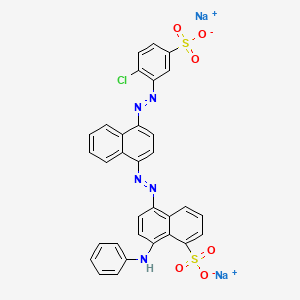 molecular formula C32H20ClN5Na2O6S2 B12699912 Disodium 8-anilino-5-((4-((2-chloro-5-sulphonatophenyl)azo)naphthyl)azo)naphthalene-1-sulphonate CAS No. 97889-95-7