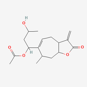 molecular formula C17H24O5 B12699989 2H-Cyclohepta(b)furan-2-one, 6-(1-(acetyloxy)-3-hydroxybutyl)-3,3a,4,7,8,8a-hexahydro-7-methyl-3-methylene- CAS No. 73307-79-6