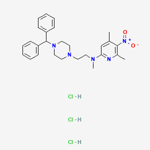 molecular formula C27H36Cl3N5O2 B12699994 N-[2-(4-benzhydrylpiperazin-1-yl)ethyl]-N,4,6-trimethyl-5-nitropyridin-2-amine;trihydrochloride CAS No. 110629-35-1