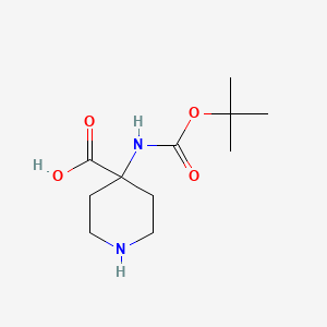 molecular formula C11H20N2O4 B1270001 4-((tert-Butoxycarbonyl)amino)piperidine-4-carboxylic acid CAS No. 252720-31-3