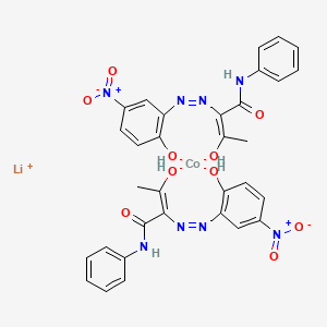 molecular formula C32H28CoLiN8O10+ B12700097 Lithium bis(2-((2-hydroxy-5-nitrophenyl)azo)-3-oxo-N-phenylbutyramidato(2-))cobaltate(1-) CAS No. 83733-13-5