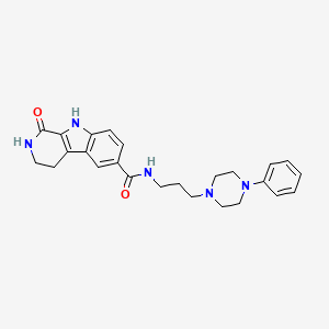 molecular formula C25H29N5O2 B12700311 1H-Pyrido(3,4-b)indole-6-carboxamide, 2,3,4,9-tetrahydro-1-oxo-N-(3-(4-phenyl-1-piperazinyl)propyl)- CAS No. 184691-71-2