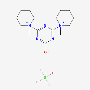 molecular formula C15H26BF4N5O B12700326 1,1'-(6-Oxido-1,3,5-triazine-2,4-diyl)bis(1-methylpiperidinium) tetrafluoroborate(1-) CAS No. 54388-43-1