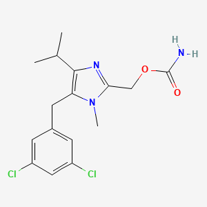 molecular formula C16H19Cl2N3O2 B12700371 1H-Imidazole-2-methanol, 5-((3,5-dichlorophenyl)methyl)-1-methyl-4-(1-methylethyl)-, carbamate (ester) CAS No. 178979-96-9