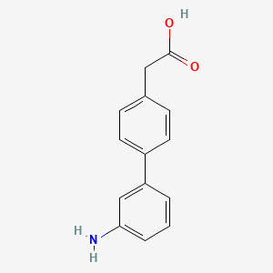 molecular formula C14H13NO2 B1270056 2-(3'-Amino-[1,1'-biphenyl]-4-yl)acetic acid CAS No. 886363-12-8