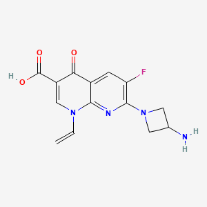 molecular formula C14H13FN4O3 B12700709 1,8-Naphthyridine-3-carboxylic acid, 1,4-dihydro-7-(3-amino-2-azetidinyl)-1-ethenyl-6-fluoro-4-oxo- CAS No. 92242-25-6