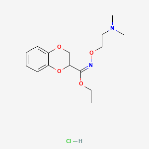molecular formula C15H23ClN2O4 B12700744 1,4-Benzodioxin-2-carboximidic acid, 2,3-dihydro-N-(2-(dimethylamino)ethoxy)-, ethyl ester, monohydrochloride, (E)- CAS No. 147017-73-0