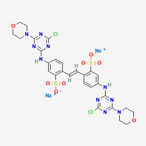molecular formula C28H26Cl2N10Na2O8S2 B12700796 Disodium 4,4'-bis((4-chloro-6-morpholino-1,3,5-triazin-2-yl)amino)stilbene-2,2'-disulphonate CAS No. 28950-66-5