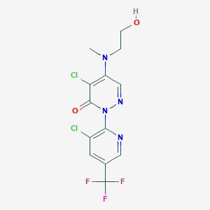 molecular formula C13H11Cl2F3N4O2 B1270086 4-chloro-2-[3-chloro-5-(trifluoromethyl)-2-pyridinyl]-5-[(2-hydroxyethyl)(methyl)amino]-3(2H)-pyridazinone CAS No. 338399-91-0
