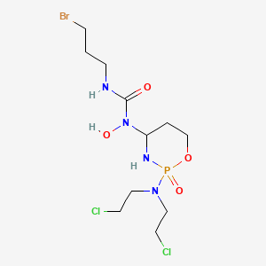 molecular formula C11H22BrCl2N4O4P B12700962 Urea, N-(2-(bis(2-chloroethyl)amino)tetrahydro-2H-1,3,2-oxazaphosphorin-4-yl)-N'-(3-bromopropyl)-N-hydroxy-, P-oxide CAS No. 97139-40-7