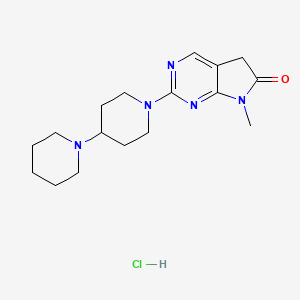 molecular formula C17H26ClN5O B12700998 6H-Pyrrolo(2,3-d)pyrimidin-6-one, 5,7-dihydro-2-(1,4'-bipiperidin)-1'-yl-7-methyl-, monohydrochloride CAS No. 122113-24-0