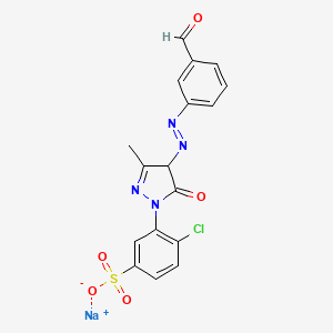 molecular formula C17H12ClN4NaO5S B12701021 Sodium 4-chloro-3-(4-((3-formylphenyl)azo)-4,5-dihydro-3-methyl-5-oxo-1H-pyrazol-1-yl)benzenesulphonate CAS No. 93804-42-3