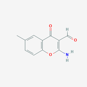 molecular formula C11H9NO3 B1270161 2-amino-6-methyl-4-oxo-4H-chromene-3-carbaldehyde CAS No. 68301-75-7