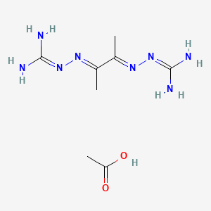 molecular formula C8H18N8O2 B12701703 Hydrazinecarboximidamide, 2,2'-(1,2-dimethyl-1,2-ethanediylidene)bis-, acetate CAS No. 62580-87-4