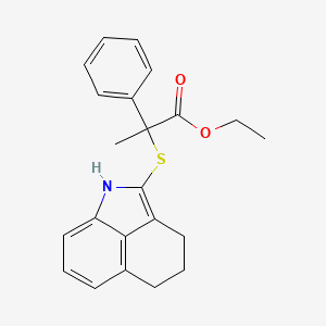 molecular formula C22H23NO2S B12701735 Benzeneacetic acid, alpha-methyl-alpha-((1,3,4,5-tetrahydrobenz(cd)indol-2-yl)thio)-, ethyl ester CAS No. 133182-87-3