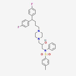 molecular formula C36H41F2N3O3S B12701769 Benzenesulfonamide, N-(3-(4-(4,4-bis(4-fluorophenyl)butyl)-1-piperazinyl)-2-hydroxypropyl)-4-methyl-N-phenyl- CAS No. 143760-24-1