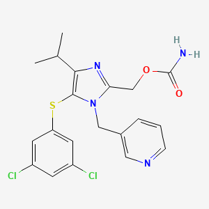 molecular formula C20H20Cl2N4O2S B12701805 2-Carbamoyloxymethyl-5-(3,5-dichlorophenylthio)-4-isopropyl-1-(pyridin-3-yl)methyl-1H-imidazole CAS No. 178979-83-4