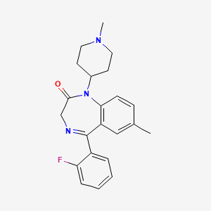 molecular formula C22H24FN3O B12701806 2H-1,4-Benzodiazepin-2-one, 1,3-dihydro-5-(2-fluorophenyl)-7-methyl-1-(1-methyl-4-piperidinyl)- CAS No. 93592-41-7