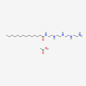 molecular formula C22H49N5O.C2H4O2<br>C24H53N5O3 B12701914 N-[2-[[2-[[2-[(2-Aminoethyl)amino]ethyl]amino]ethyl]amino]ethyl]myristamide monoacetate CAS No. 93942-15-5
