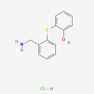 molecular formula C13H14ClNOS B12701926 Phenol, 2-((2-(aminomethyl)phenyl)thio)-, hydrochloride CAS No. 127906-49-4