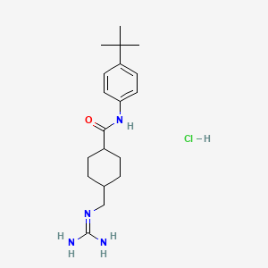 molecular formula C19H31ClN4O B12701929 Cyclohexanecarboxamide, 4-(((aminoiminomethyl)amino)methyl)-N-(4-(1,1-dimethylethyl)phenyl)-,monohydrochloride, trans- CAS No. 148270-01-3