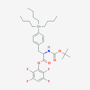 molecular formula C32H45F4NO4Sn B127020 tert-Butyloxycarbonyl-4-(tri-n-butylstannyl)-phenylalanine tetrafluorophenyl ester CAS No. 151842-31-8