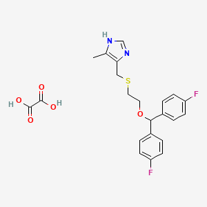 molecular formula C22H22F2N2O5S B12702014 4-[2-[bis(4-fluorophenyl)methoxy]ethylsulfanylmethyl]-5-methyl-1H-imidazole;oxalic acid CAS No. 131028-67-6