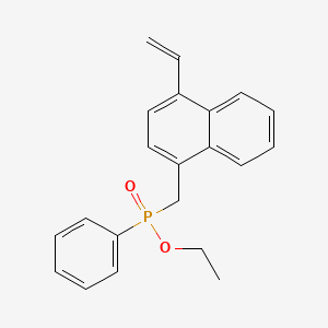 molecular formula C21H21O2P B12702046 Phosphinic acid, phenyl((4-vinyl-1-naphthyl)methyl)-, ethyl ester CAS No. 743-98-6