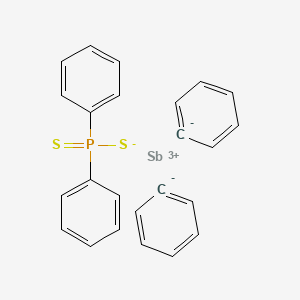 molecular formula C24H20PS2Sb B12702051 Antimony, (diphenylphosphinodithioato-S,S')diphenyl-, (T-4)- CAS No. 139598-41-7
