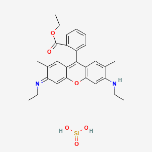 molecular formula C28H32N2O6Si B12702058 Xanthylium, 9-(2-(ethoxycarbonyl)phenyl)-3,6-bis(ethylamino)-2,7-dimethyl-, silicate CAS No. 97171-86-3
