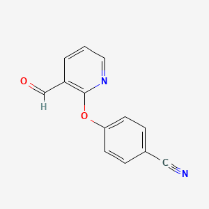 molecular formula C13H8N2O2 B1270206 4-[(3-Formyl-2-pyridinyl)oxy]benzenecarbonitrile CAS No. 866049-85-6