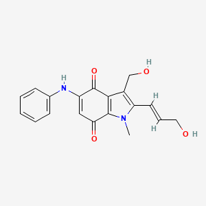 molecular formula C19H18N2O4 B12702133 1H-Indole-4,7-dione, 3-(hydroxymethyl)-2-(3-hydroxy-1-propenyl)-1-methyl-5-(phenylamino)-, (E)- CAS No. 185900-88-3