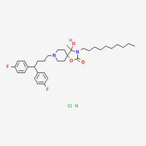 molecular formula C34H49ClF2N2O3 B12702173 1-Oxa-3,8-diazaspiro(4.5)decan-2-one, 8-(4,4-bis(4-fluorophenyl)butyl)-3-decyl-4-hydroxy-4-methyl-, monohydrochloride CAS No. 134069-56-0