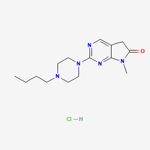 molecular formula C15H24ClN5O B12702199 6H-Pyrrolo(2,3-d)pyrimidin-6-one, 5,7-dihydro-2-(4-butyl-1-piperazinyl)-7-methyl-, monohydrochloride CAS No. 122113-30-8