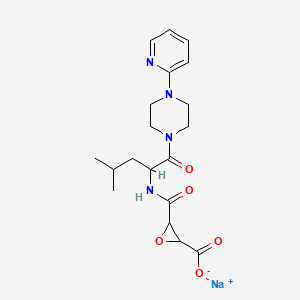 molecular formula C19H25N4NaO5 B12702242 Oxiranecarboxylic acid, 3-(((3-methyl-1-((4-(2-pyridinyl)-1-piperazinyl)carbonyl)butyl)amino)carbonhyl)-, monosodium salt CAS No. 84456-44-0