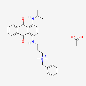 molecular formula C29H34N3O2.C2H3O2<br>C31H37N3O4 B12702283 Benzyl(3-((9,10-dihydro-4-(isopropylamino)-9,10-dioxo-1-anthryl)amino)propyl)dimethylammonium acetate CAS No. 71335-02-9
