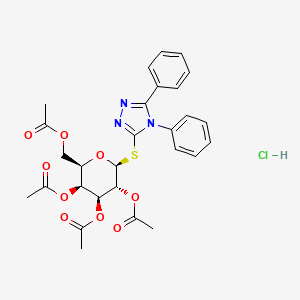 molecular formula C28H30ClN3O9S B12702327 beta-D-Galactopyranoside, 4,5-diphenyl-4H-1,2,4-triazol-3-yl 1-thio-, 2,3,4,6-tetraacetate, monohydrochloride CAS No. 116509-60-5