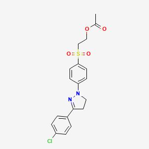 molecular formula C19H19ClN2O4S B12702415 2-((4-(3-(4-Chlorophenyl)-4,5-dihydro-1H-pyrazol-1-yl)phenyl)sulphonyl)ethyl acetate CAS No. 93966-53-1