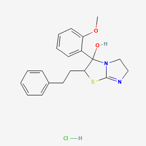 molecular formula C20H23ClN2O2S B12702451 Imidazo(2,1-b)thiazol-3-ol, 2,3,5,6-tetrahydro-3-(2-methoxyphenyl)-2-(2-phenylethyl)-, monohydrochloride CAS No. 86346-87-4