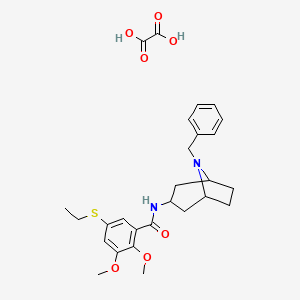molecular formula C27H34N2O7S B12702477 N-(8-benzyl-8-azabicyclo[3.2.1]octan-3-yl)-5-ethylsulfanyl-2,3-dimethoxybenzamide;oxalic acid CAS No. 83131-01-5