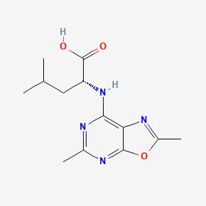 molecular formula C13H18N4O3 B12702502 Leucine, N-(2,5-dimethyloxazolo(5,4-d)pyrimidin-7-yl)-, D- CAS No. 102248-93-1