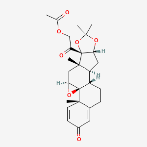 molecular formula C26H32O7 B12702514 (9,11)beta-Epoxide-16alpha,17alpha,21-trihydroxypregna-1,4-diene-3,20-dione, 21-acetate, 16,17-acetonide CAS No. 25092-32-4